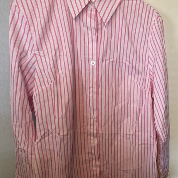 Long sleeve pink & white stripe blouse - Picture 1 of 2